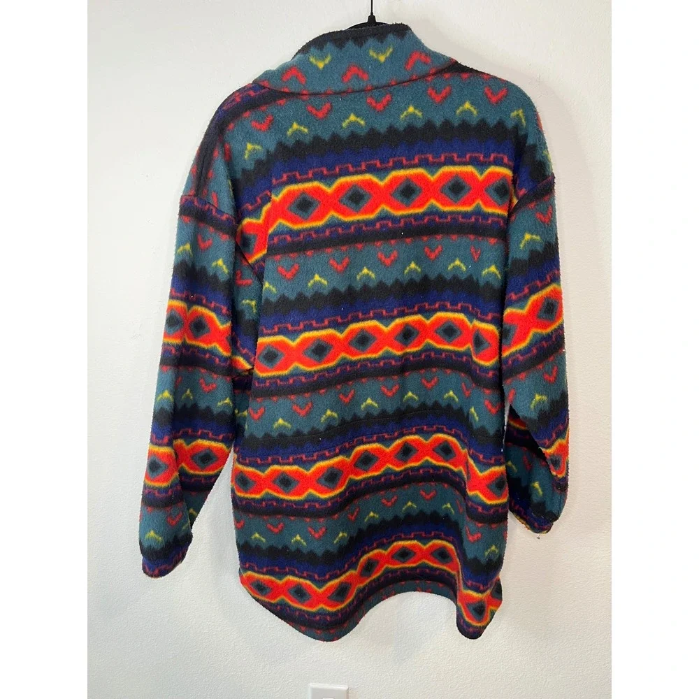 World Famous Sports Fleece Jacket Southwest Geometric Print Made in USA XL
